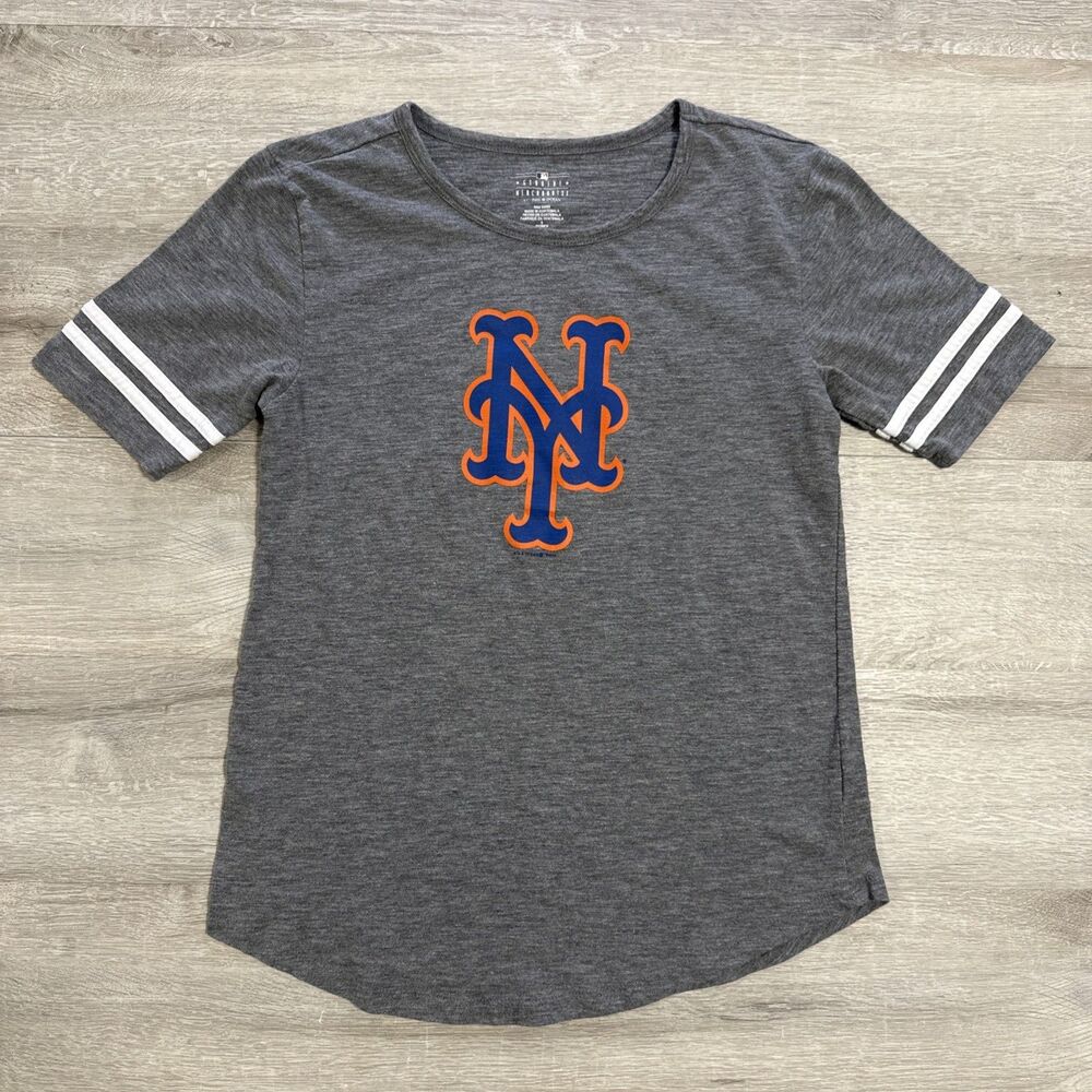 New York Mets Shirt Women’s Gray Short Sleeve Baseball Tee Small